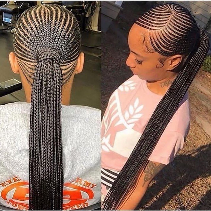 Side-Parted Braided Ponytail
