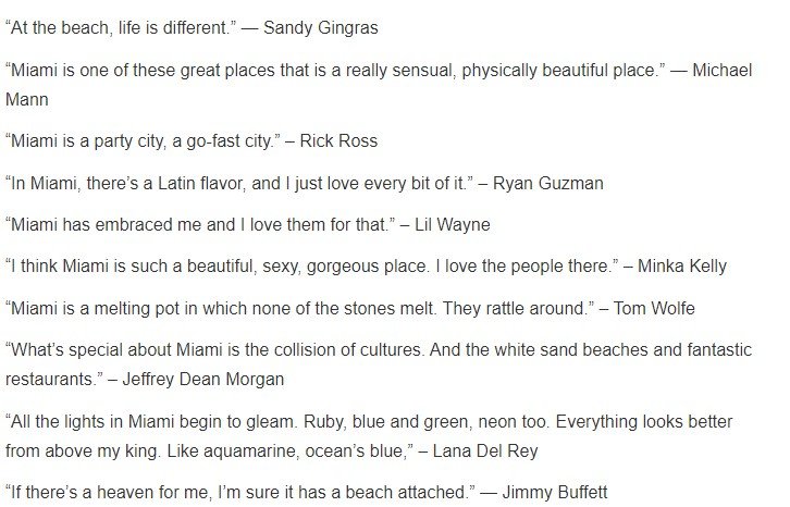 Miami Instagram Quotes